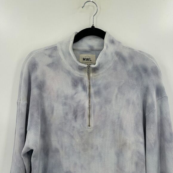 MADEWELL MWL Purple Tie Dye Waffle Knit Half Zip Pullover Sweater Size Medium - Picture 6 of 10